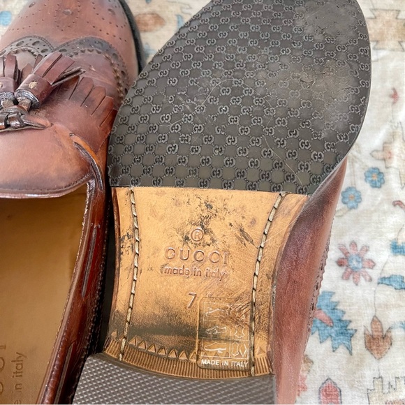 Gucci Brown Leather Tassel Loafers - Picture 6 of 12